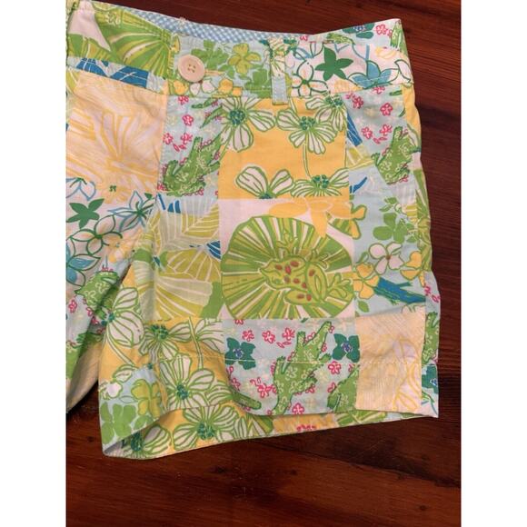 Lilly Pulitzer Patchwork Callahan Shorts Size 2 Alligator Frog Chino Cotton - Picture 5 of 9